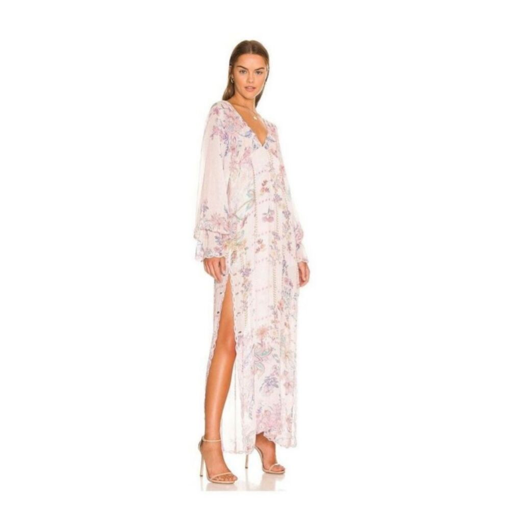 Hemant And Nandita Caftan Maxi Dress M Revolve Beach Chic Sexy Coverup Boho Pink